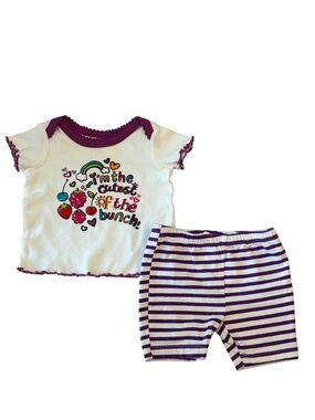 BabiesRUs White and Purple Striped Baby Tee